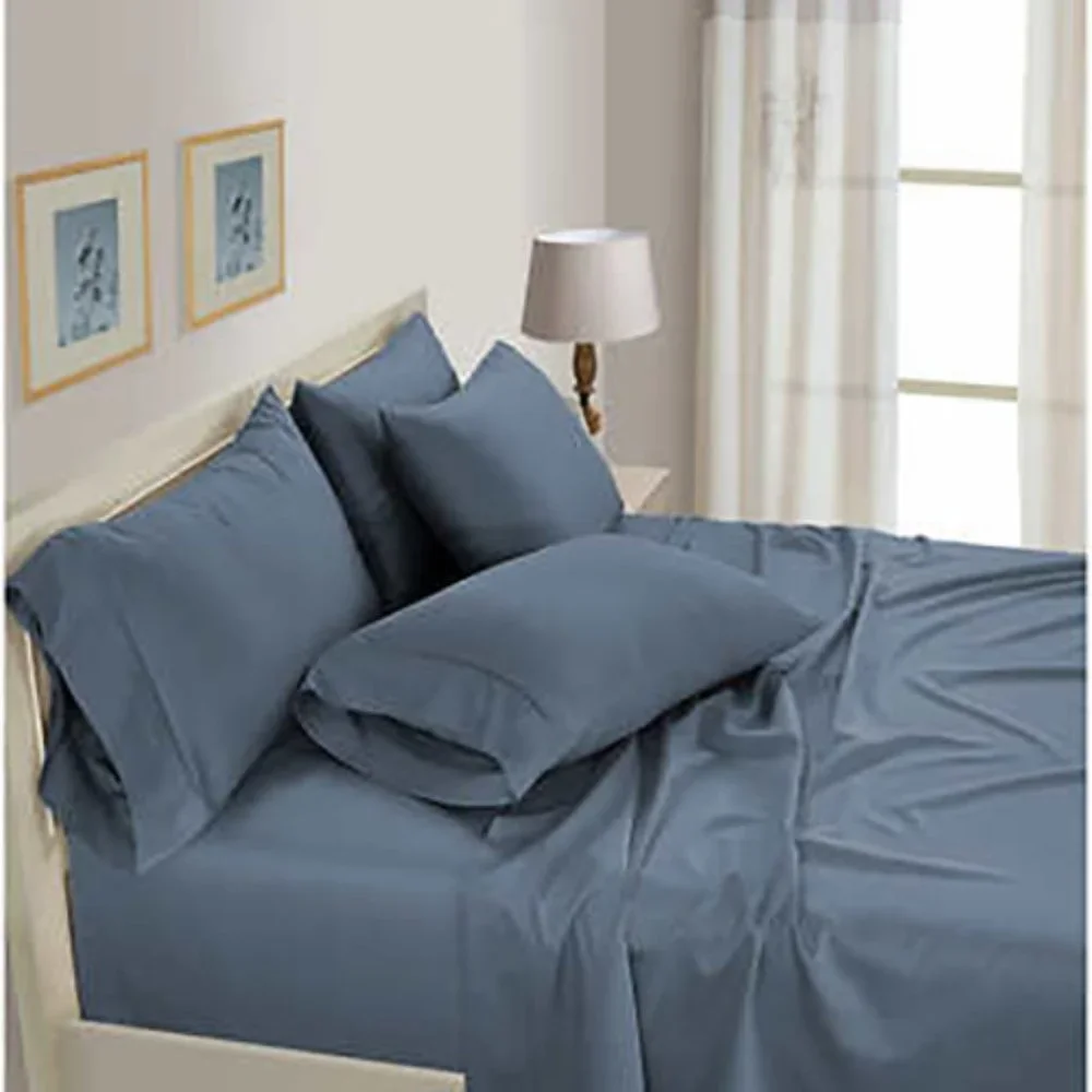 CAL‎ KING Pure Earth Organic Cotton 6-piece Sheet Set BLUE